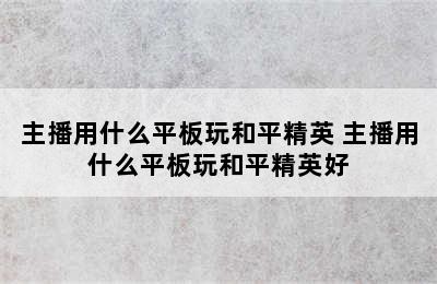 主播用什么平板玩和平精英 主播用什么平板玩和平精英好